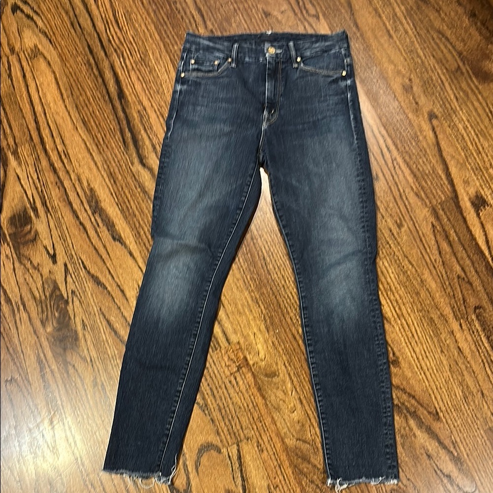 MOTHER high waisted Looker ankle fray